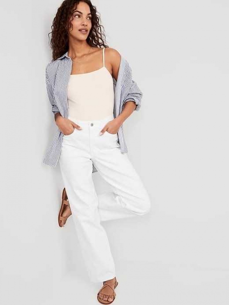 Old Navy High-Waisted Wow White Loose Jeans White | MCA238549