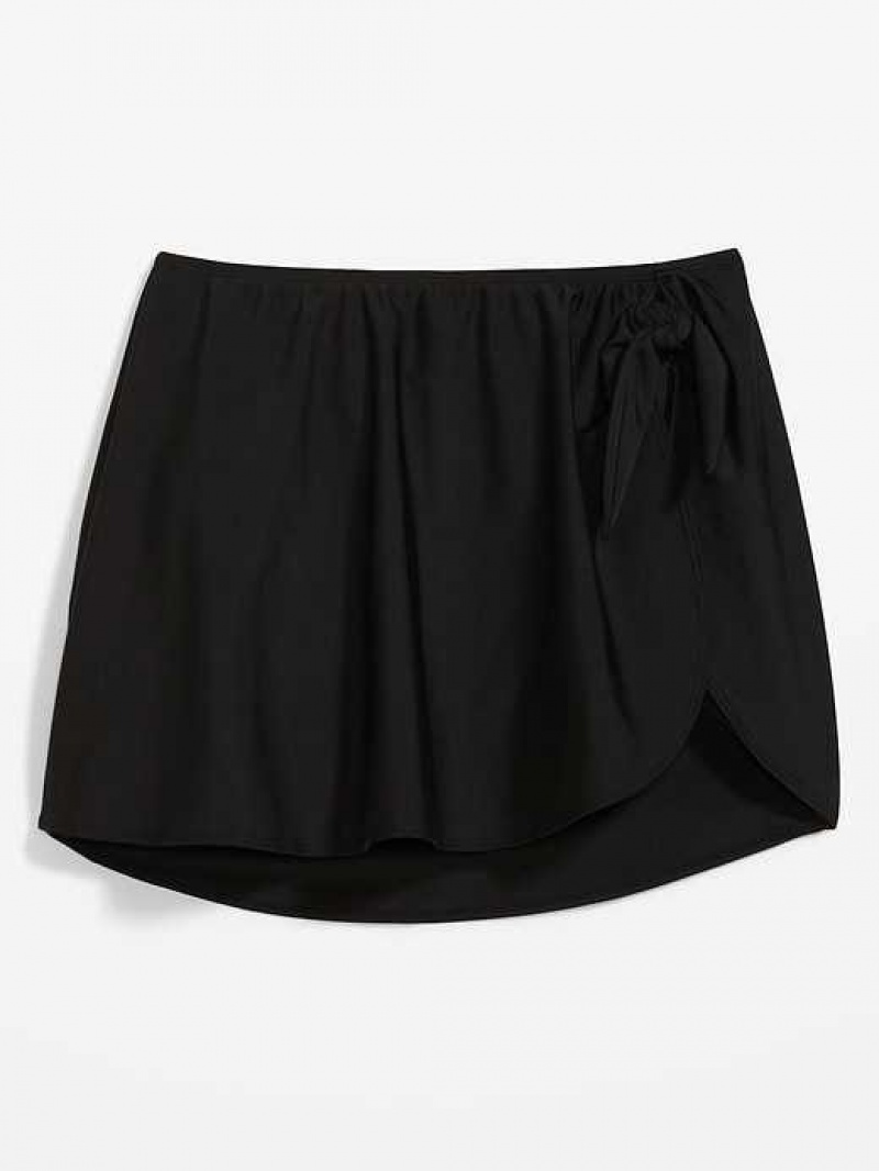 Old Navy High-Waisted Wrap-Front Sarong Swim Skirt Black | RUE738019