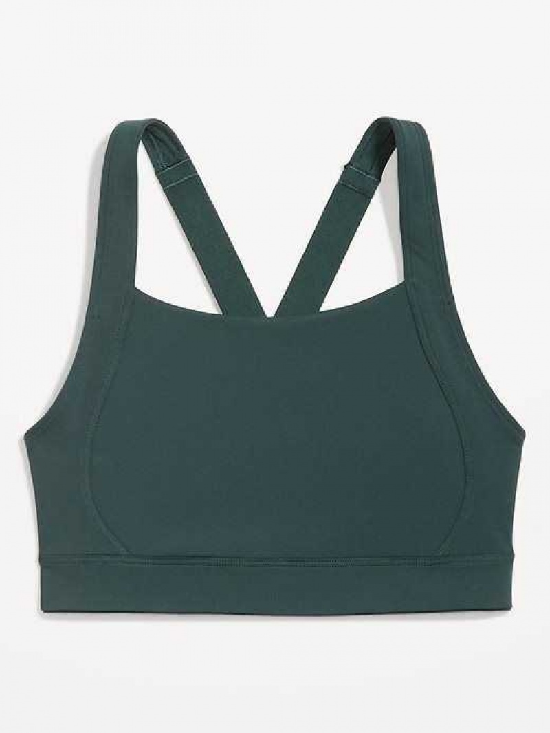 Old Navy High Support PowerSoft Convertible Sports Bra Deep Green | TRW231458