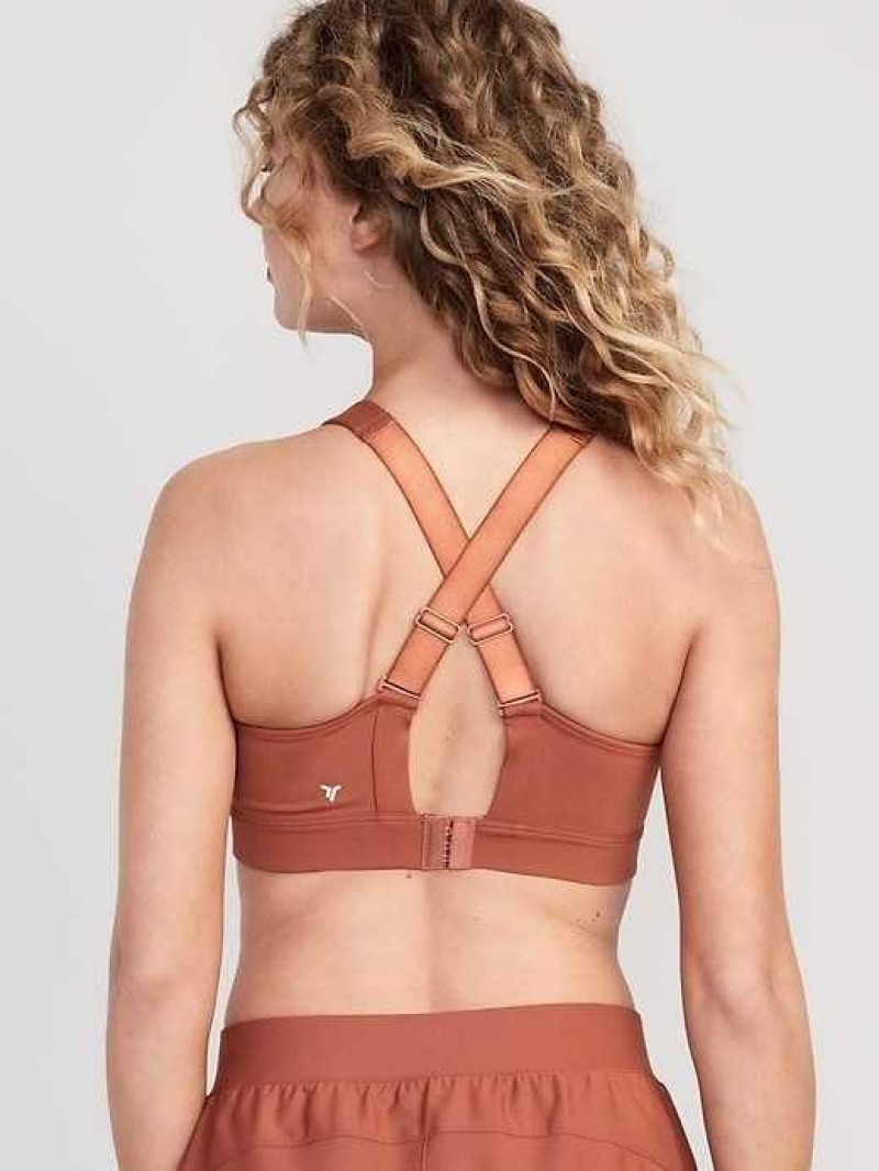 Old Navy High Support PowerSoft Convertible Sports Bra Apple Cinnamon | TIX946083