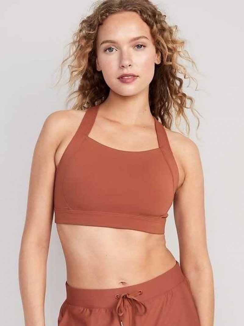 Old Navy High Support PowerSoft Convertible Sports Bra Apple Cinnamon | TIX946083