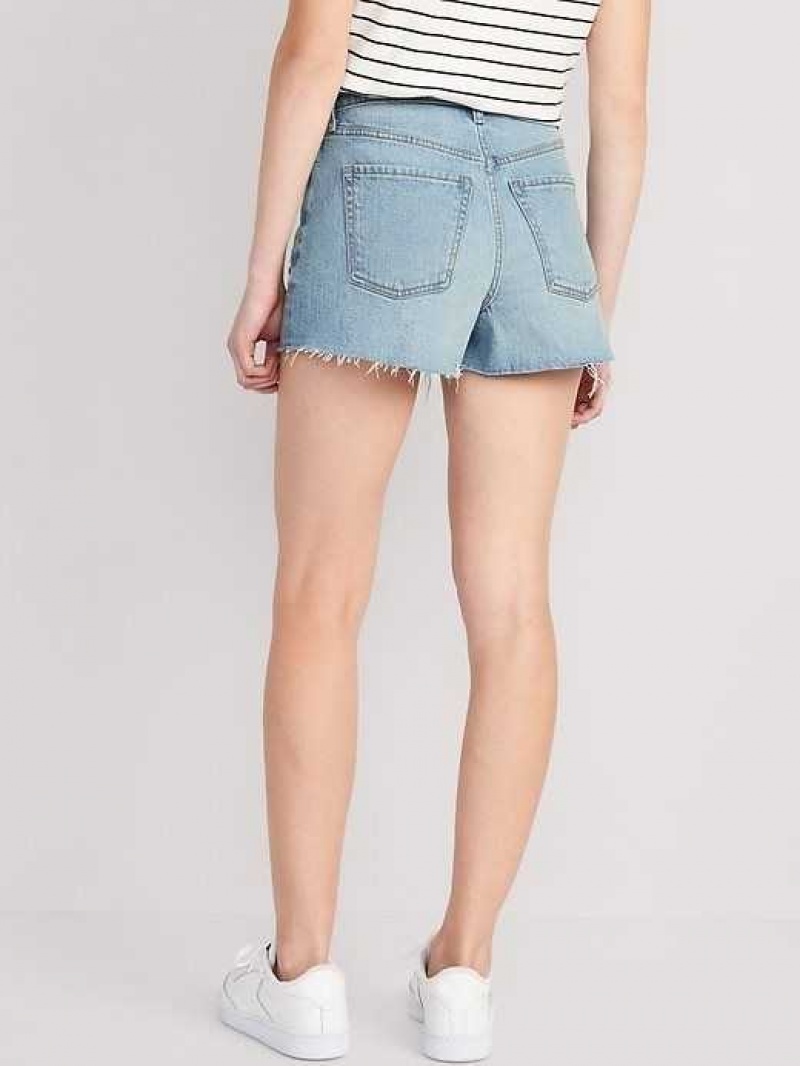 Old Navy Higher High-Waisted Button-Fly Sky-Hi A-Line Cut-Off Jean Shorts Light Wash | TLQ930468