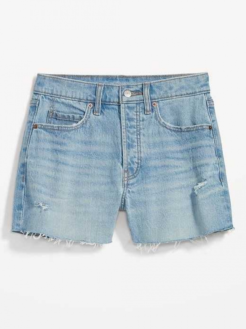 Old Navy Higher High-Waisted Button-Fly Sky-Hi A-Line Cut-Off Jean Shorts Light Wash | TLQ930468