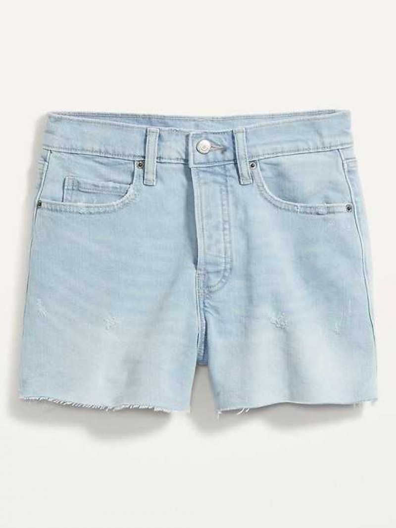 Old Navy Higher High-Waisted Button-Fly Sky-Hi A-Line Cut-Off Jean Shorts Light Wash | HSE745893