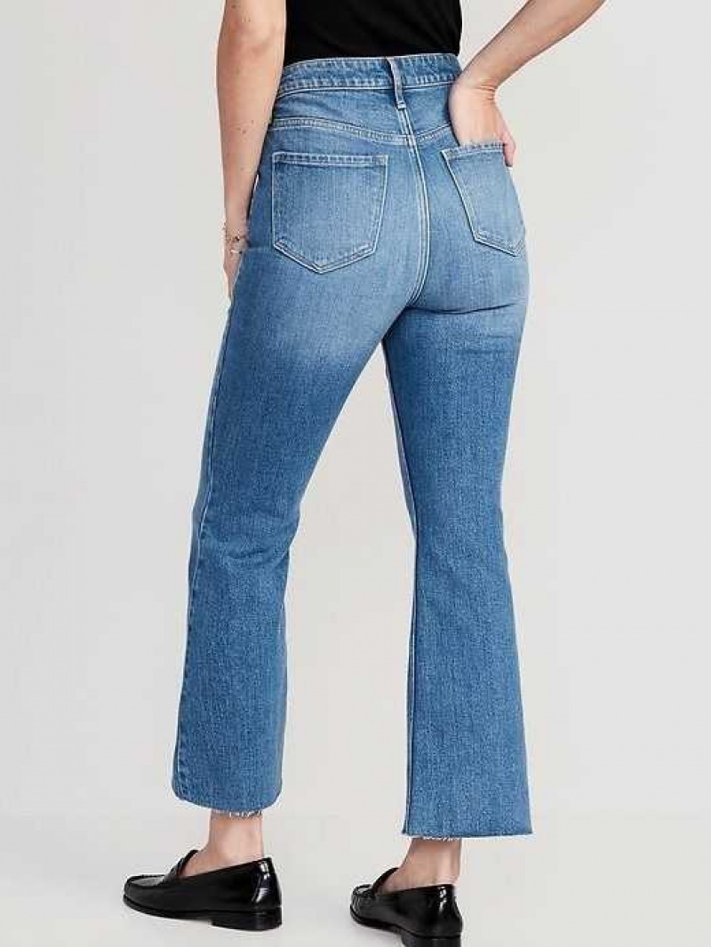 Old Navy Higher High-Waisted Cropped Cut-Off Flare Jeans Clover | SNE306598