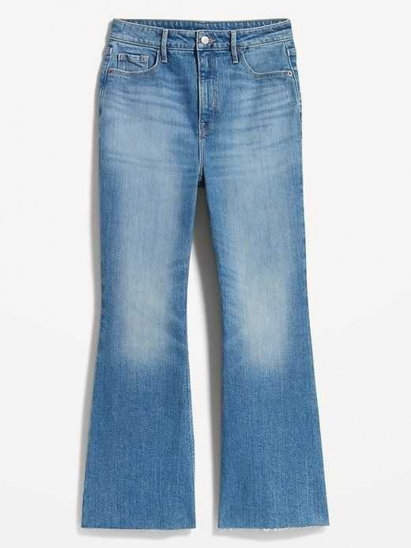 Old Navy Higher High-Waisted Cropped Cut-Off Flare Jeans Clover | SNE306598