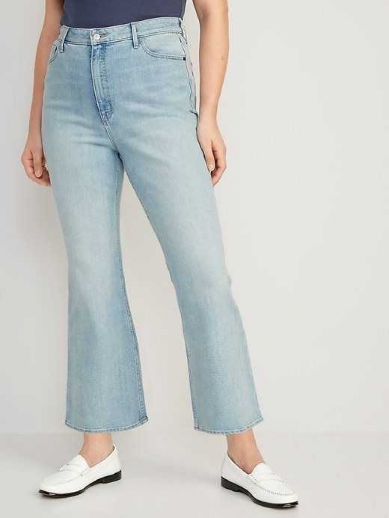 Old Navy Higher High-Waisted Cropped Flare Jeans Light Wash | YPV845362