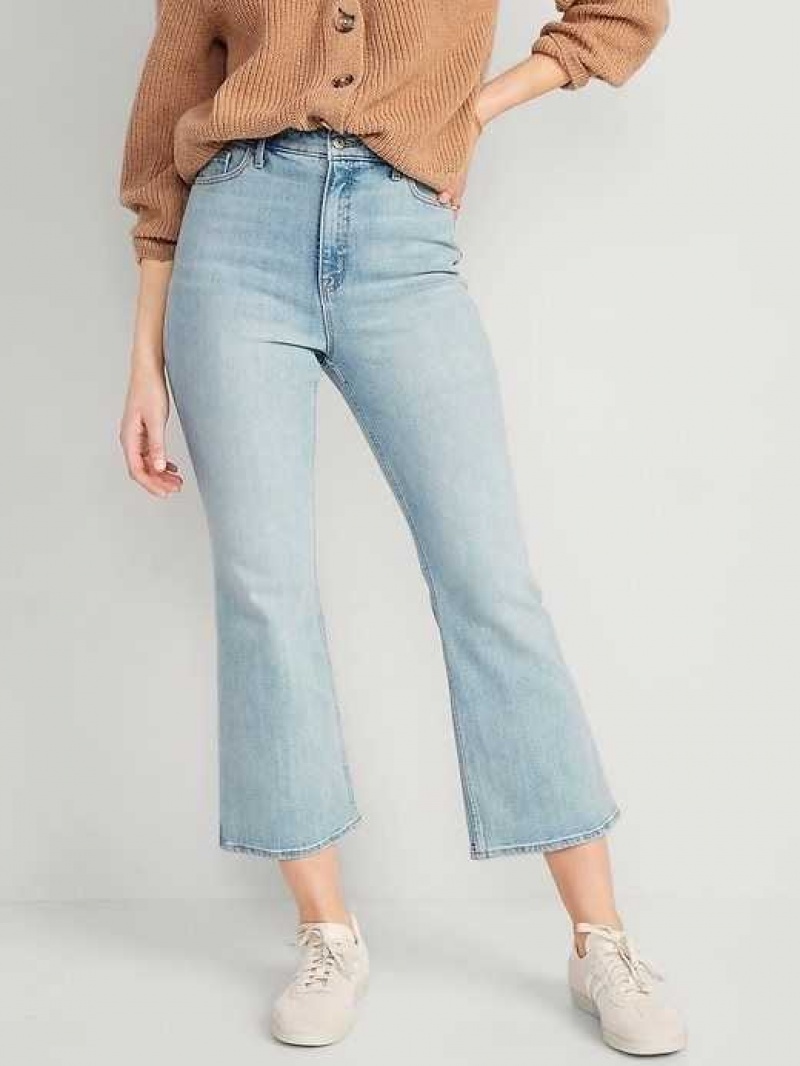 Old Navy Higher High-Waisted Cropped Flare Jeans Light Wash | YPV845362