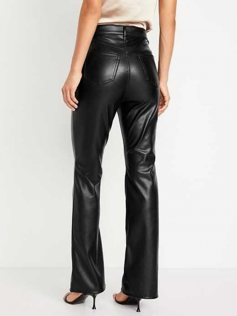 Old Navy Higher High-Waisted Faux-Leather Flare Pants Black | CWK149762