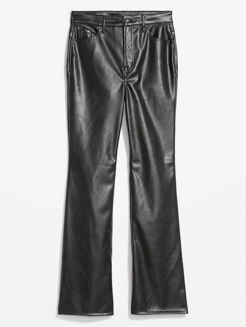 Old Navy Higher High-Waisted Faux-Leather Flare Pants Black | CWK149762