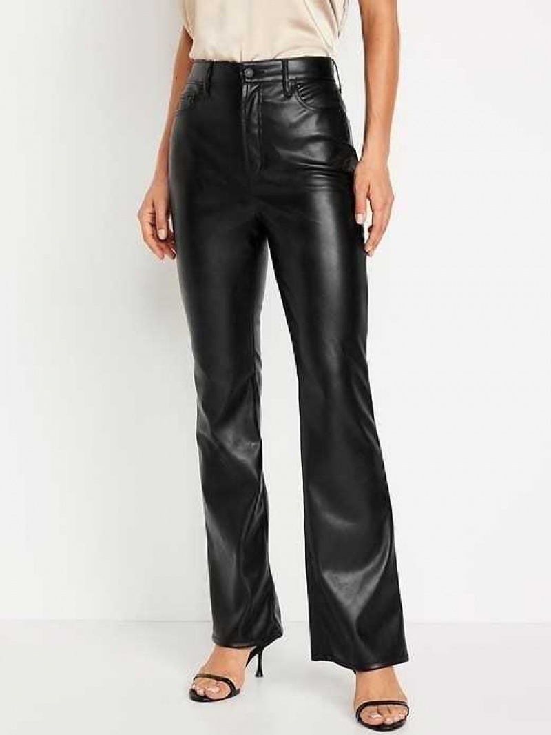 Old Navy Higher High-Waisted Faux-Leather Flare Pants Black | CWK149762