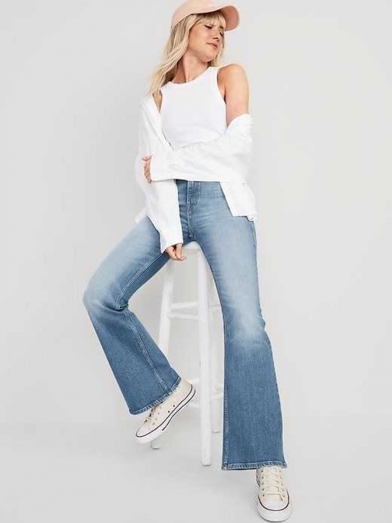 Old Navy Higher High-Waisted Flare Jeans Light Wash | IEU635289