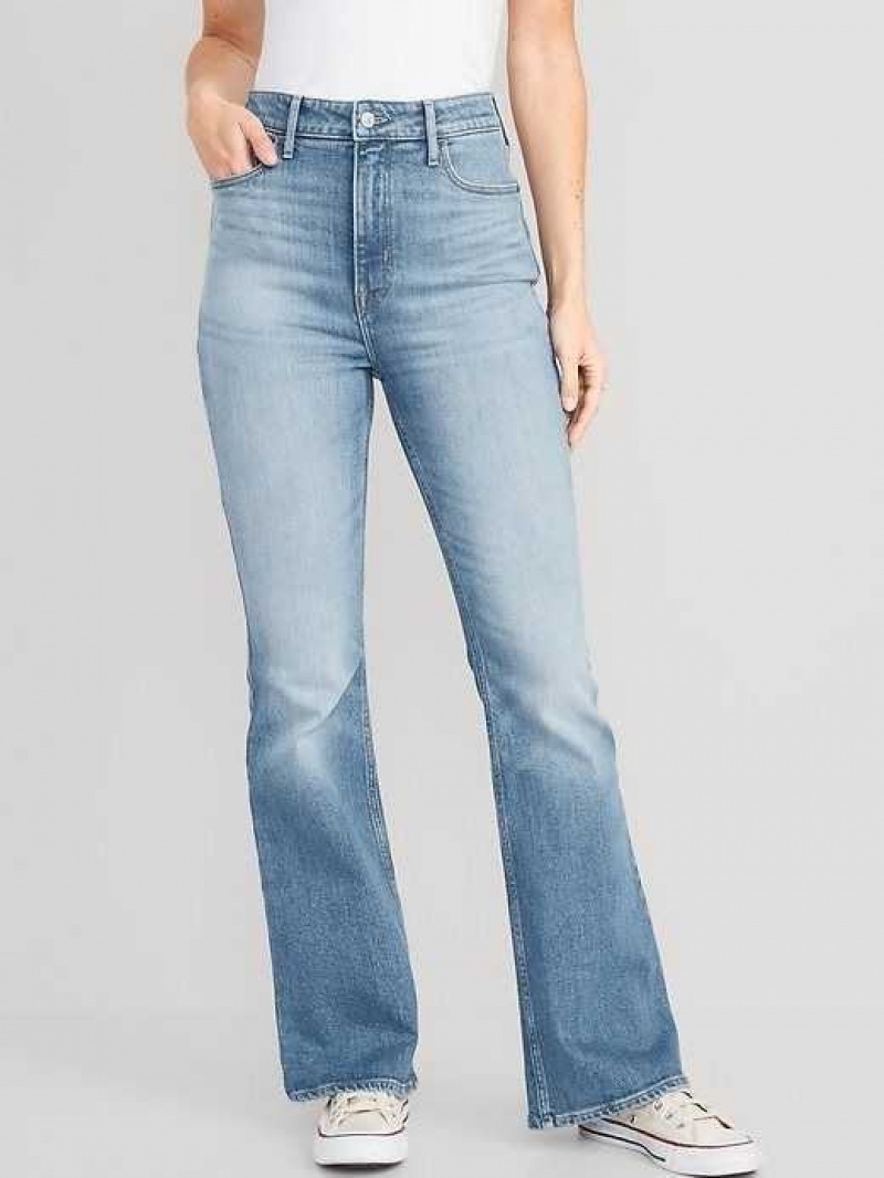 Old Navy Higher High-Waisted Flare Jeans Light Wash | IEU635289