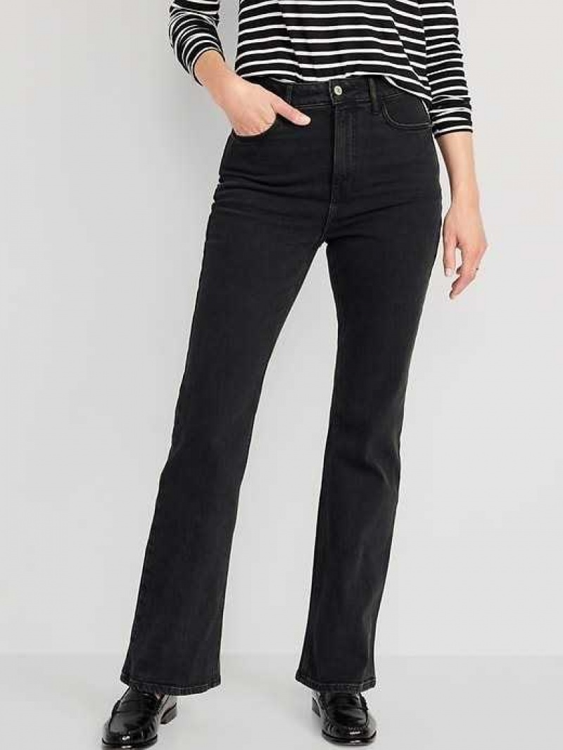 Old Navy Higher High-Waisted Flare Jeans Black | BYR786425