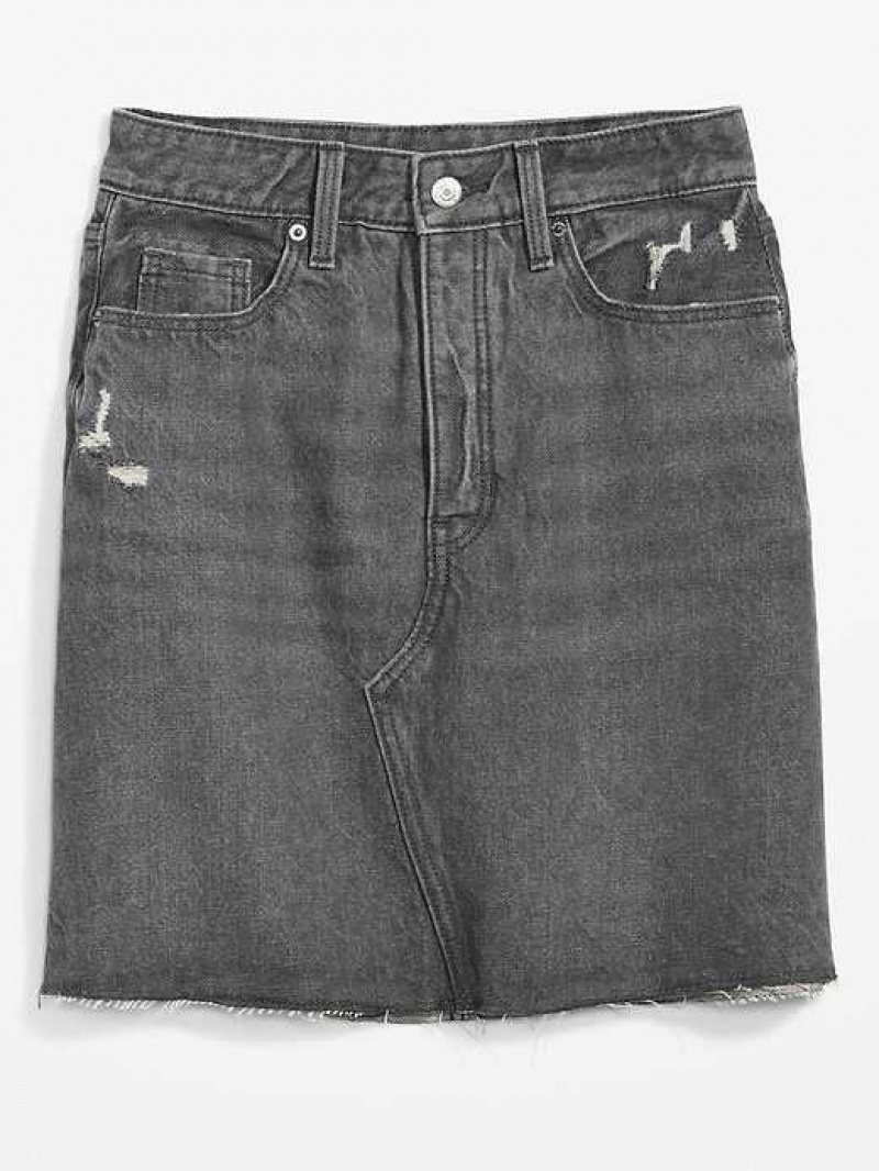 Old Navy Higher High-Waisted OG Straight Button-Fly Mini Jean Skirt Black | QSK608315