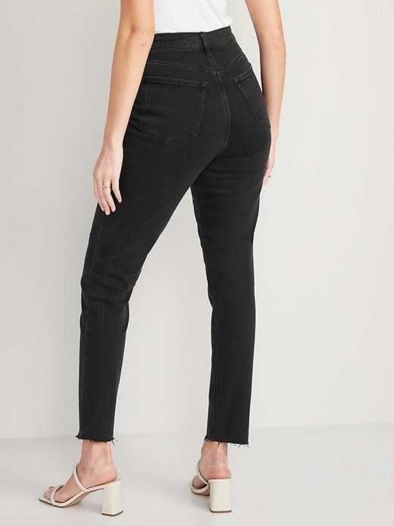 Old Navy Higher High-Waisted OG Straight Cut-Off Black Ankle Jeans Moon Shade | LPX218097