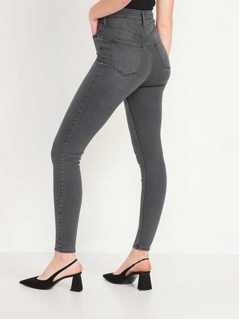 Old Navy Higher High-Waisted Rockstar 360 Stretch Gray-Wash Super Skinny Jeans Starla | EAM792381