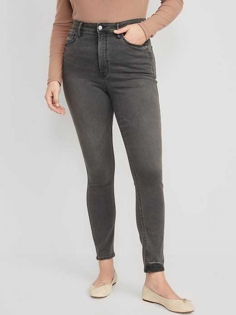 Old Navy Higher High-Waisted Rockstar 360 Stretch Gray-Wash Super Skinny Jeans Starla | EAM792381