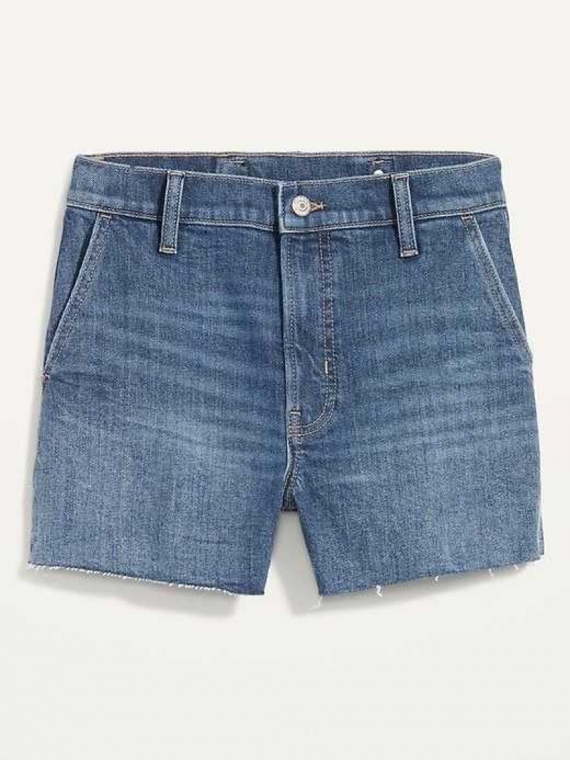 Old Navy Higher High-Waisted Sky-Hi A-Line Cut-Off Workwear Jean Shorts Blue | IZX805376