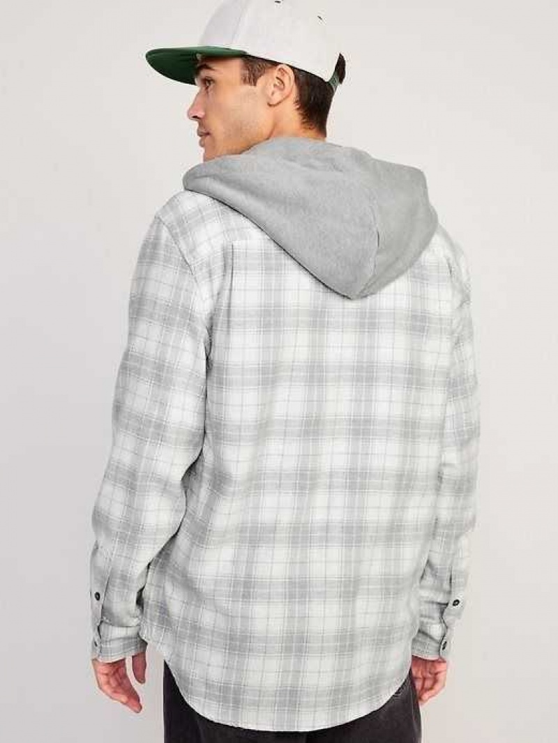 Old Navy Hooded Flannel Shacket Cream | YVX531642