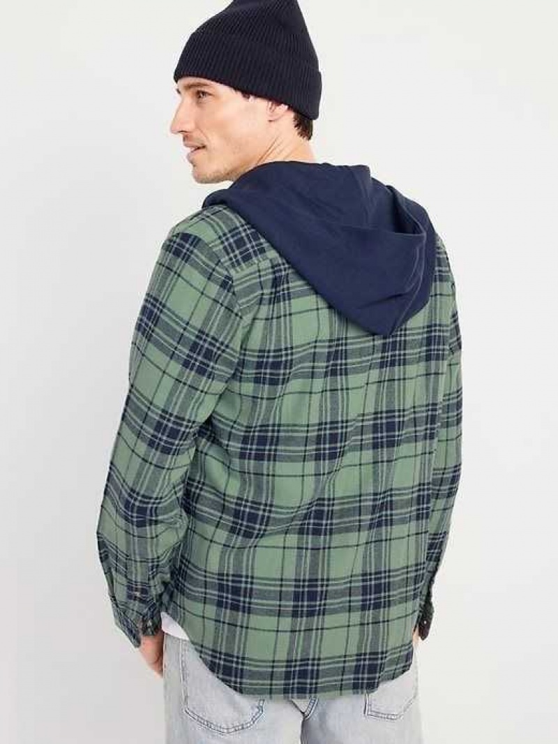 Old Navy Hooded Flannel Shacket Dried Herb | CAI527610