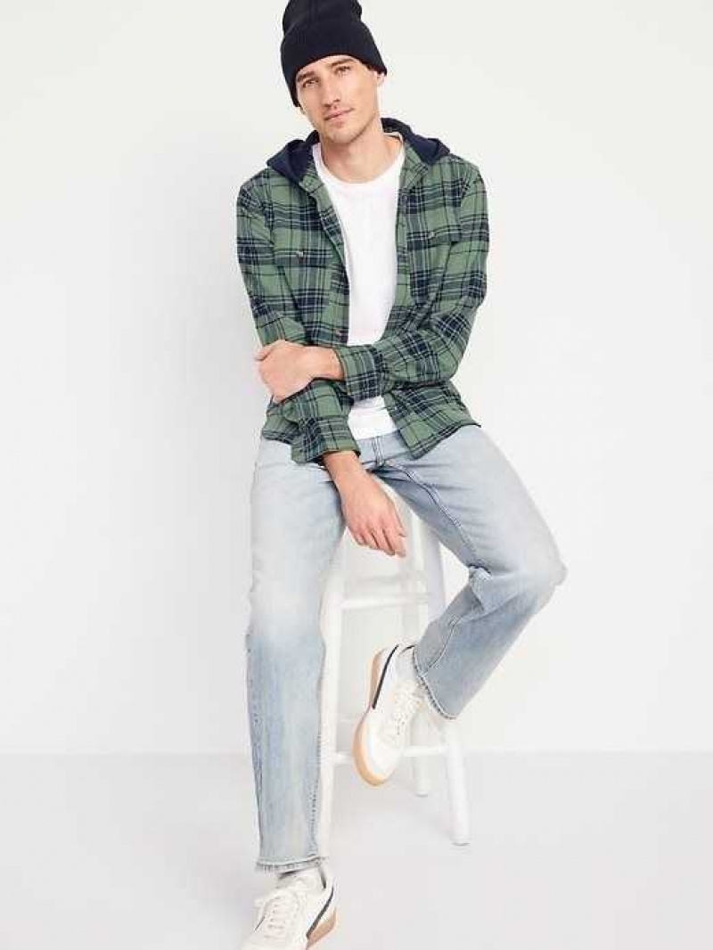 Old Navy Hooded Flannel Shacket Dried Herb | CAI527610