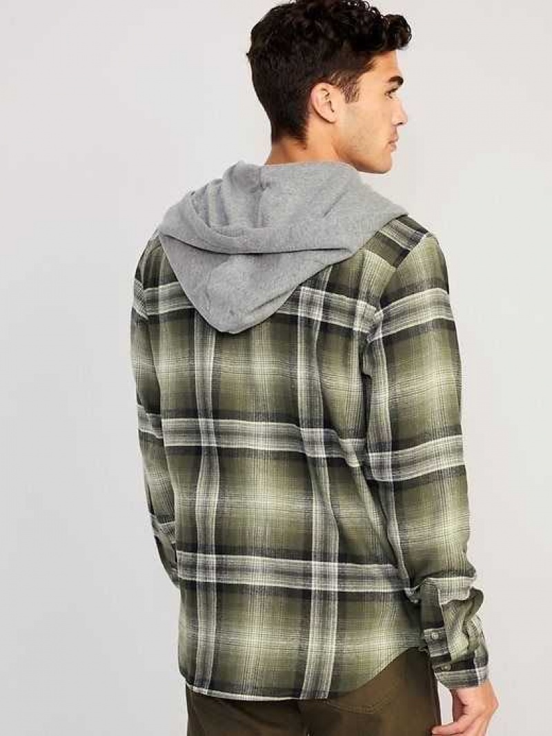 Old Navy Hooded Flannel Shacket Green | PKI649385