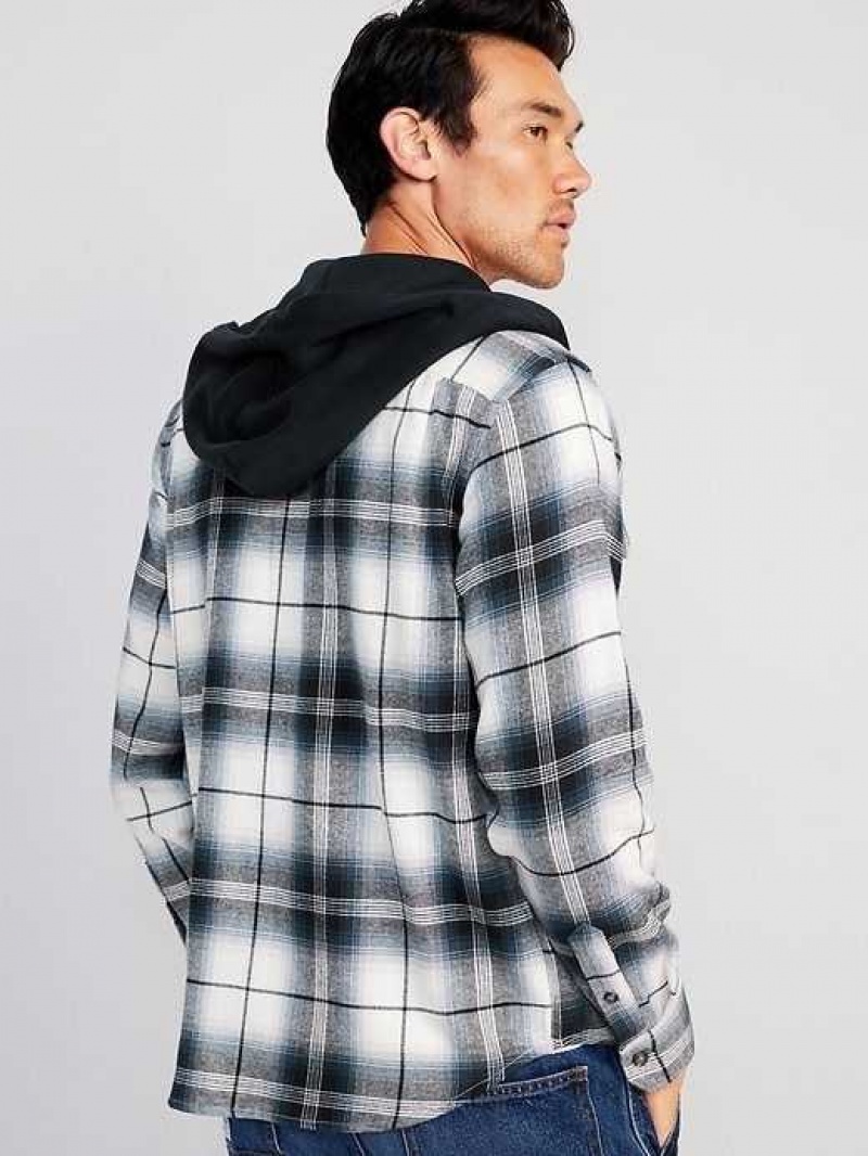 Old Navy Hooded Flannel Shacket Navy | APW983620