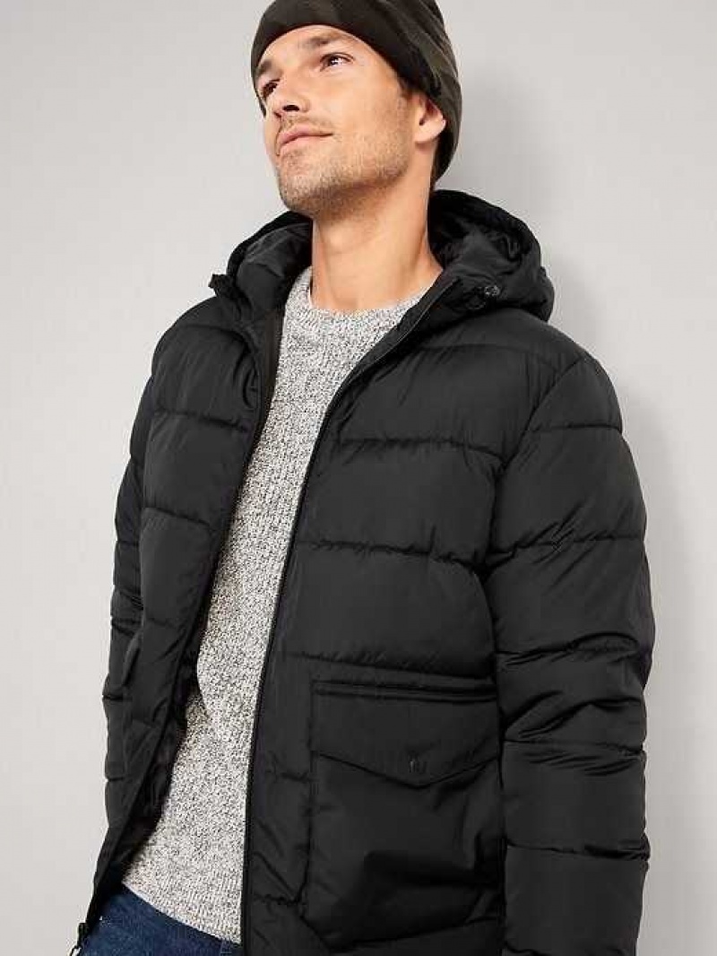 Old Navy Hooded Quilted Puffer Jacket Black | PND875321