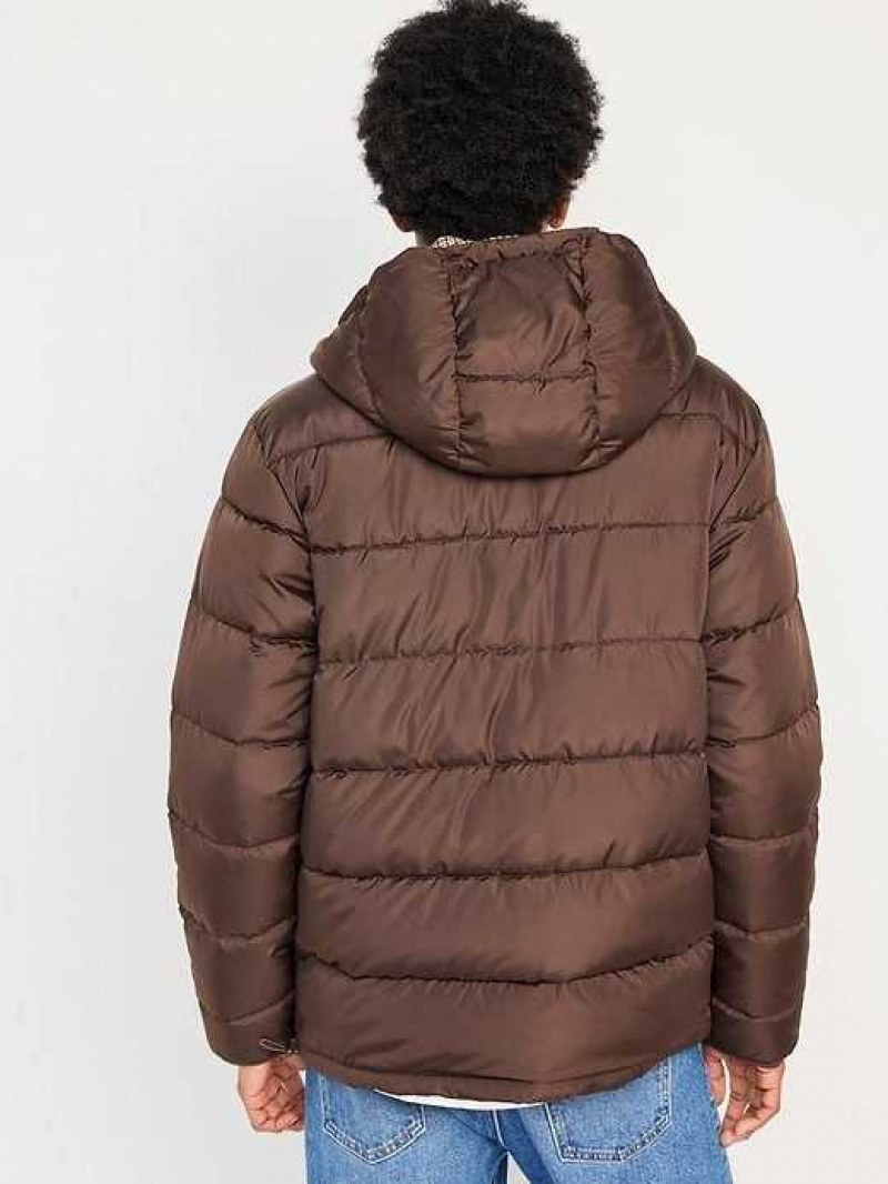 Old Navy Hooded Quilted Puffer Jacket Coffee | GZJ021379