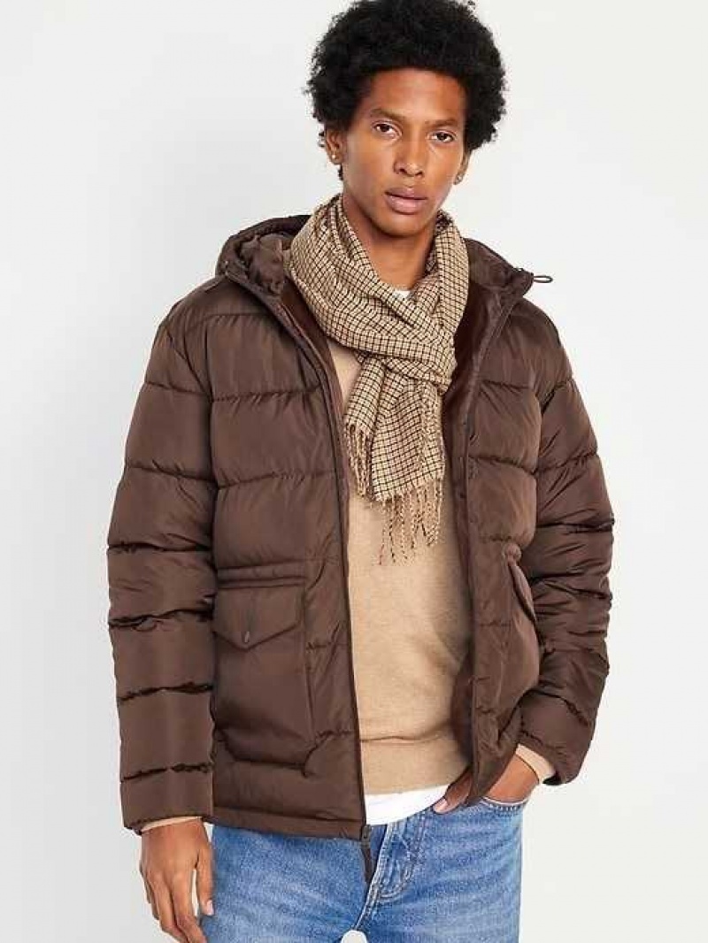 Old Navy Hooded Quilted Puffer Jacket Coffee | GZJ021379