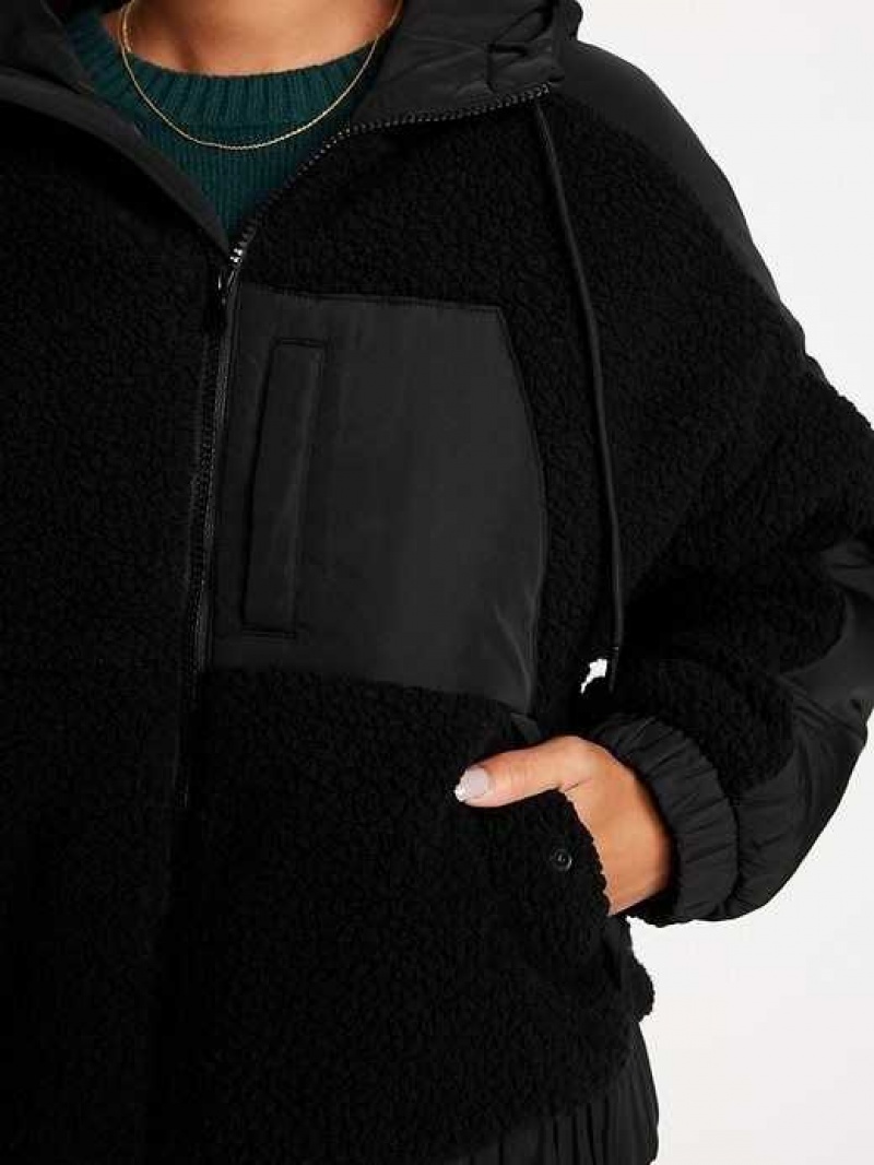 Old Navy Hooded Sherpa Hybrid Jacket Black | EAN091456