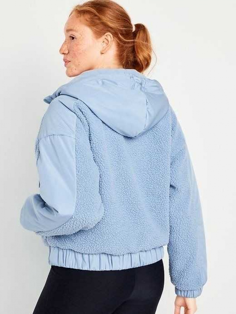 Old Navy Hooded Sherpa Hybrid Jacket Blue | GRP913786