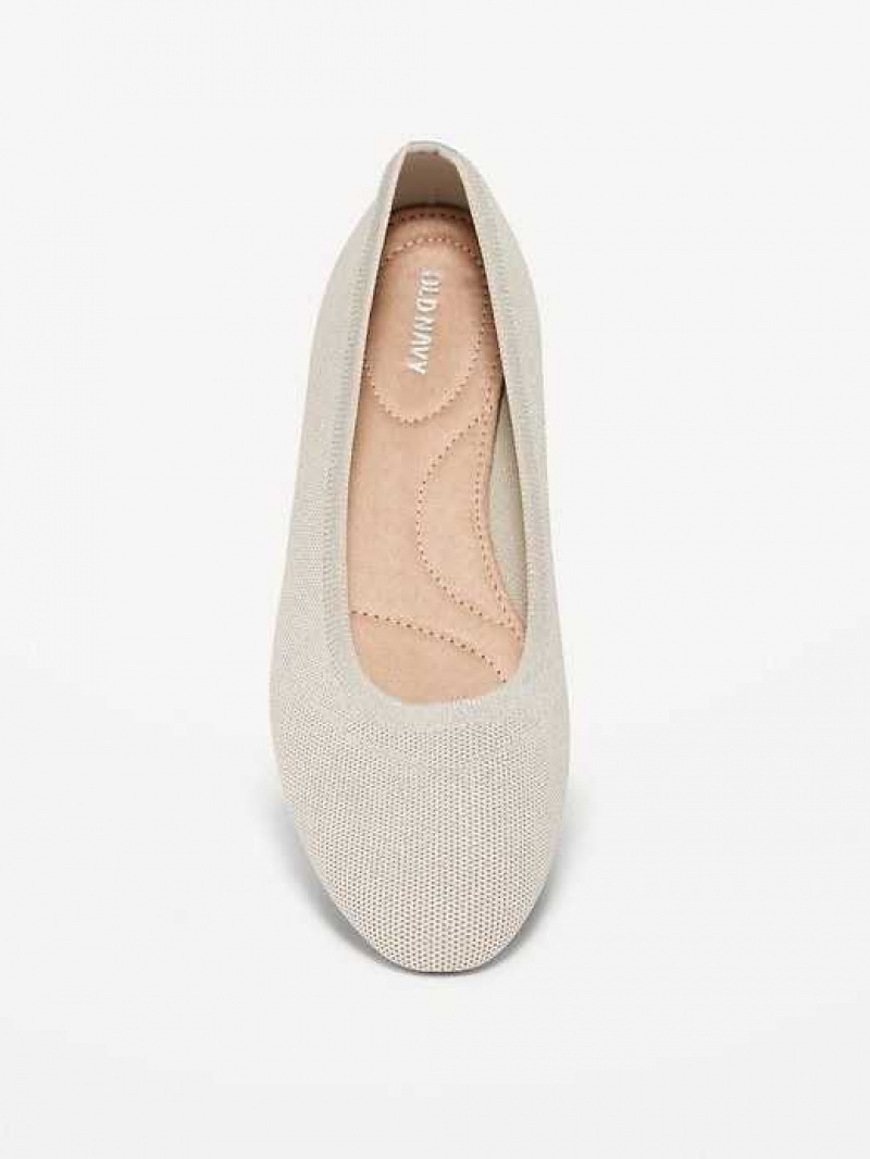 Old Navy Knit Almond-Toe Ballet Flats Cozy Cashmere | ZUF401397