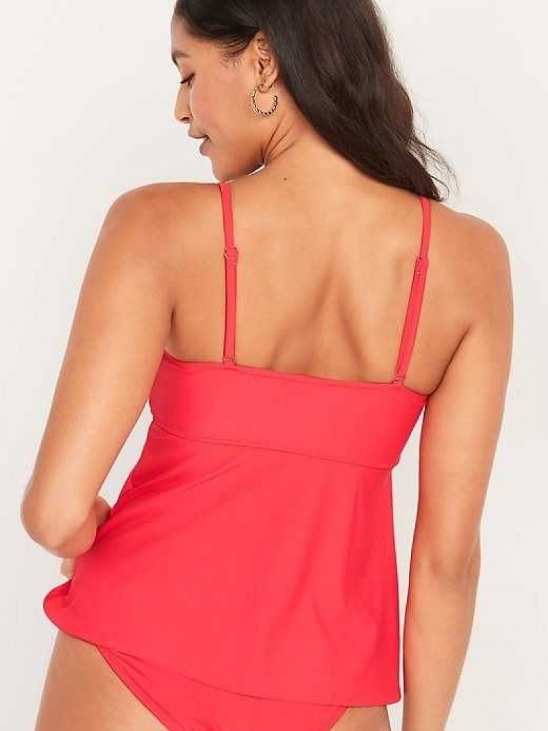 Old Navy Knotted A-Line Tankini Swim Top Dark Red | RYS782930