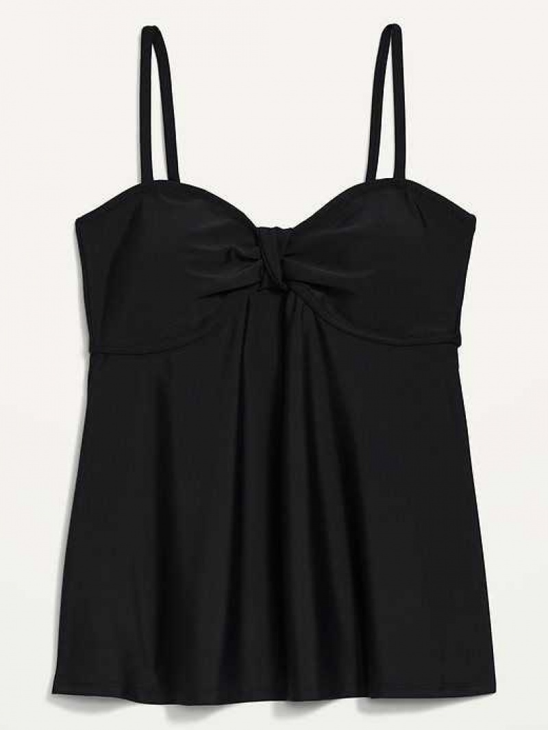 Old Navy Knotted A-Line Tankini Swim Top Ebony | YXG507861