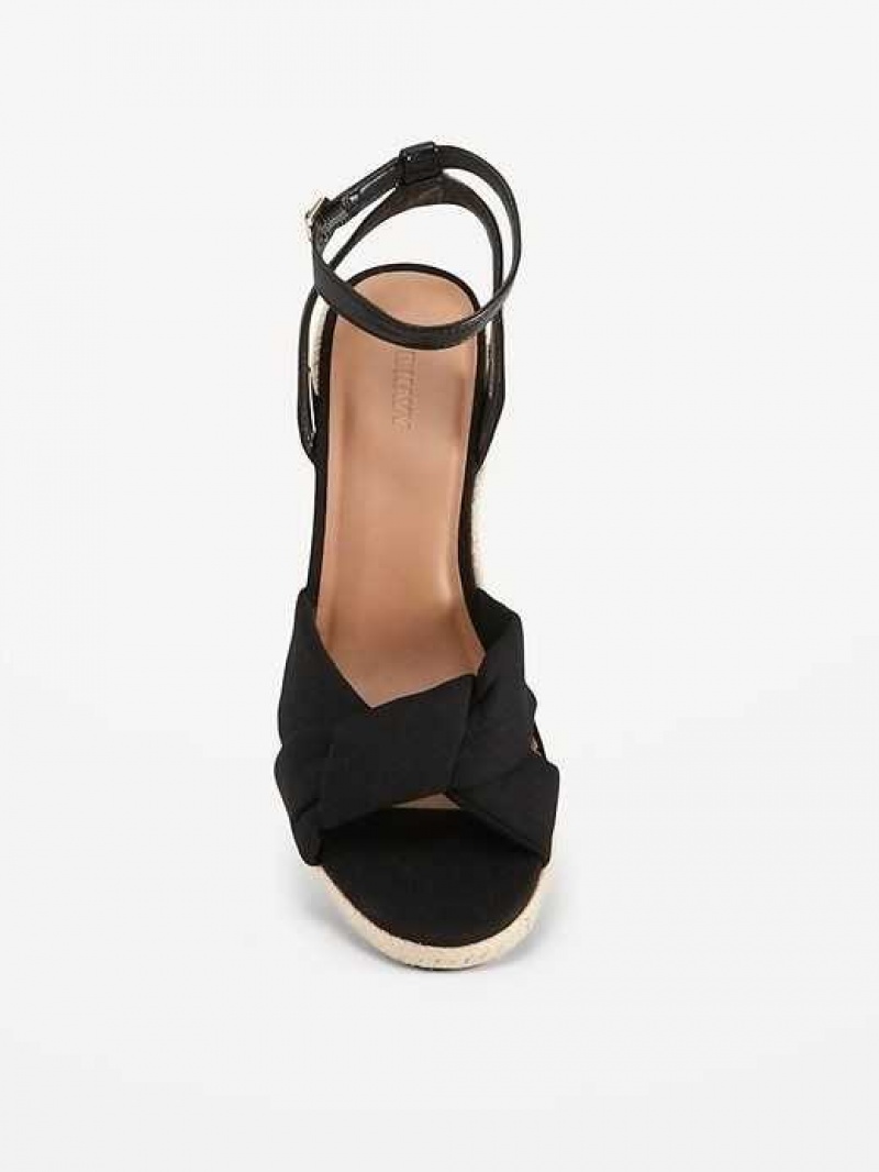 Old Navy Knotted Canvas Espadrille Wedge Sandals Black | NDW490365