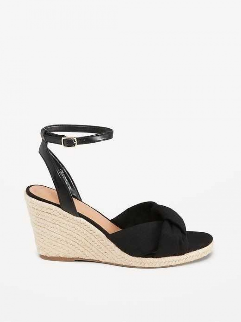 Old Navy Knotted Canvas Espadrille Wedge Sandals Black | NDW490365