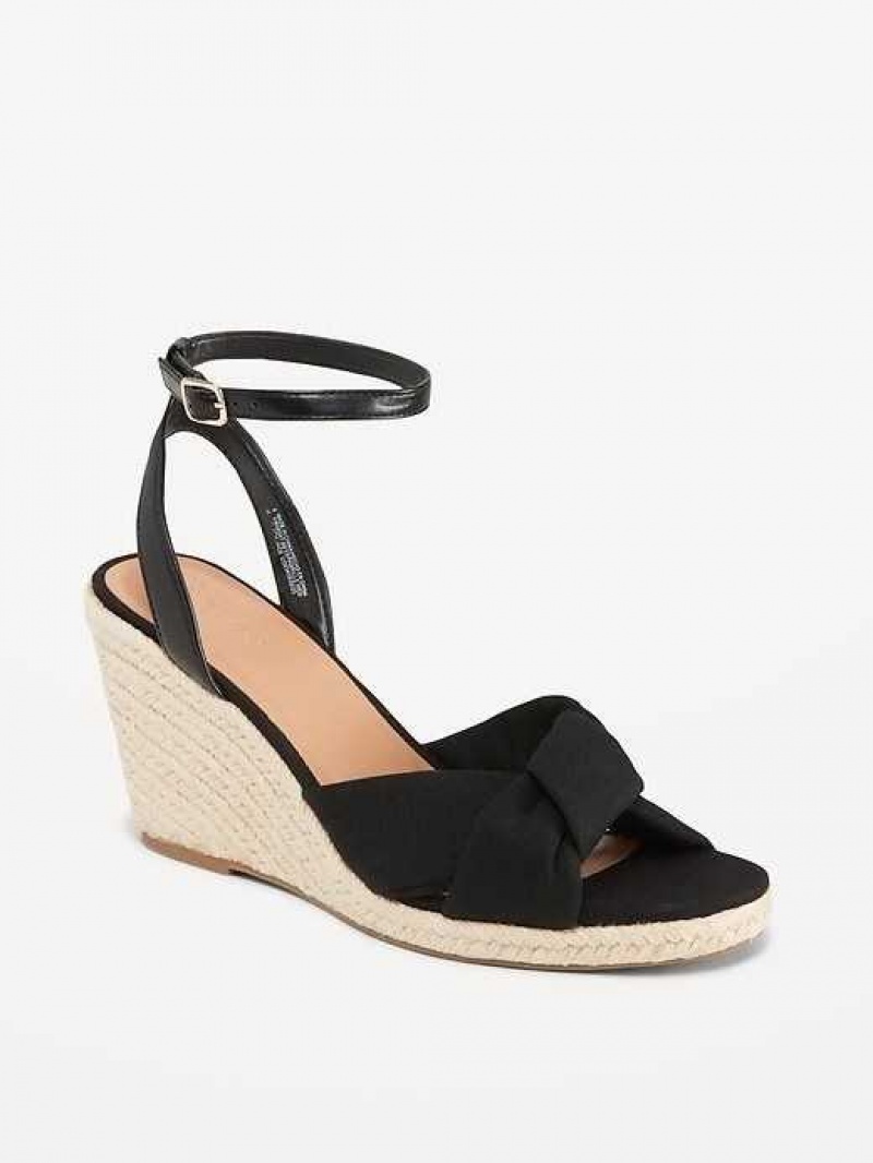 Old Navy Knotted Canvas Espadrille Wedge Sandals Black | NDW490365