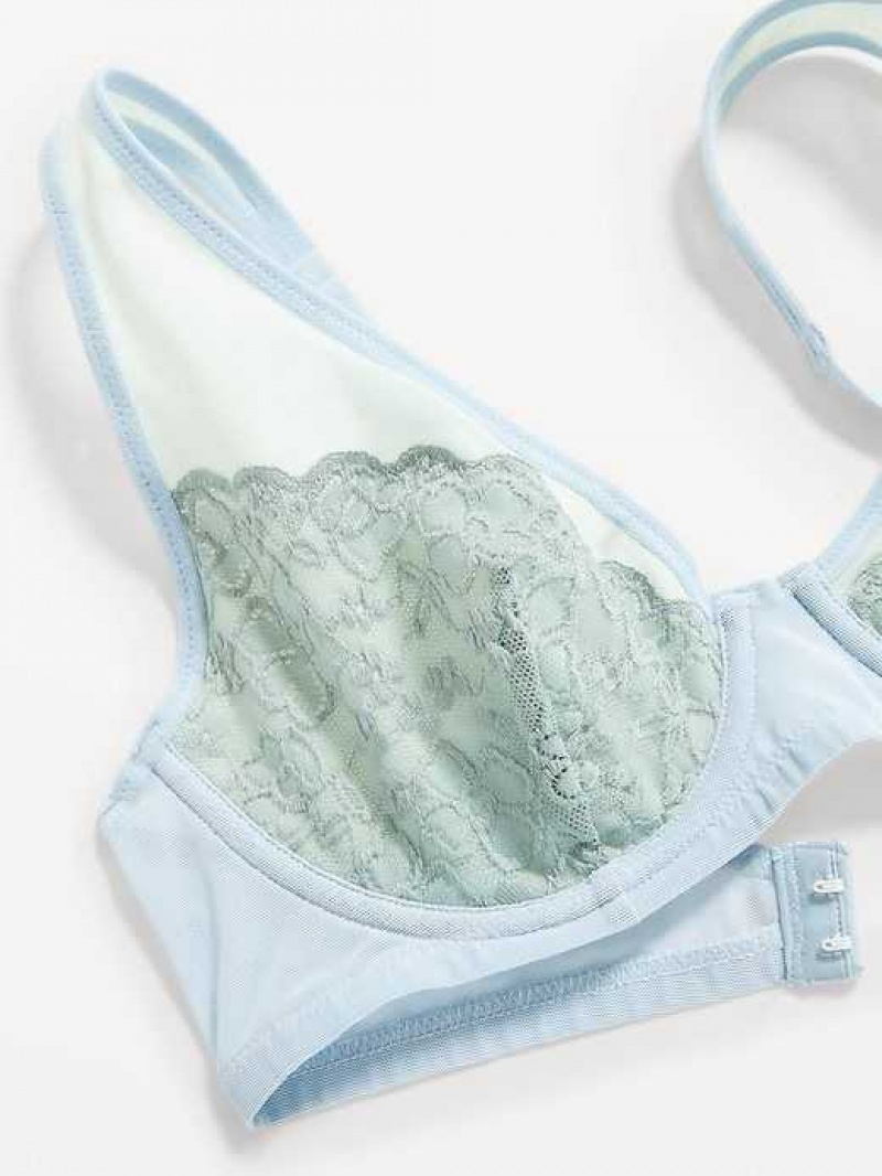 Old Navy Lace-Paneled Mesh Underwire Plunge Bra Rainy Season | VMU601482