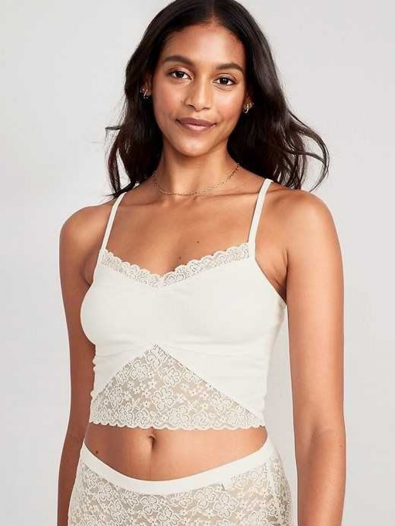 Old Navy Lace-Paneled Rib-Knit Brami Top Light Blue | LBX954670