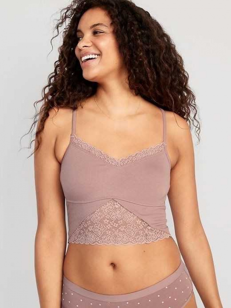 Old Navy Lace-Paneled Rib-Knit Brami Top Pink Light Blue | JVL142906