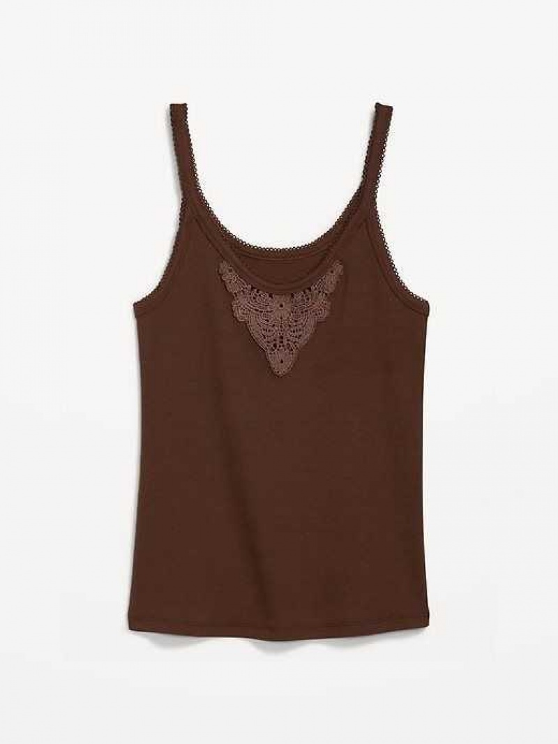 Old Navy Lace-Trim Tank Top Date Palm | ABC803746