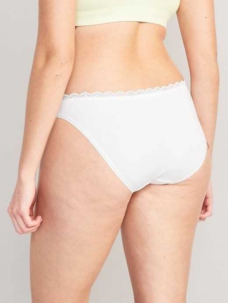 Old Navy Lace-Trimmed Bikini Underwear White | ACR657084