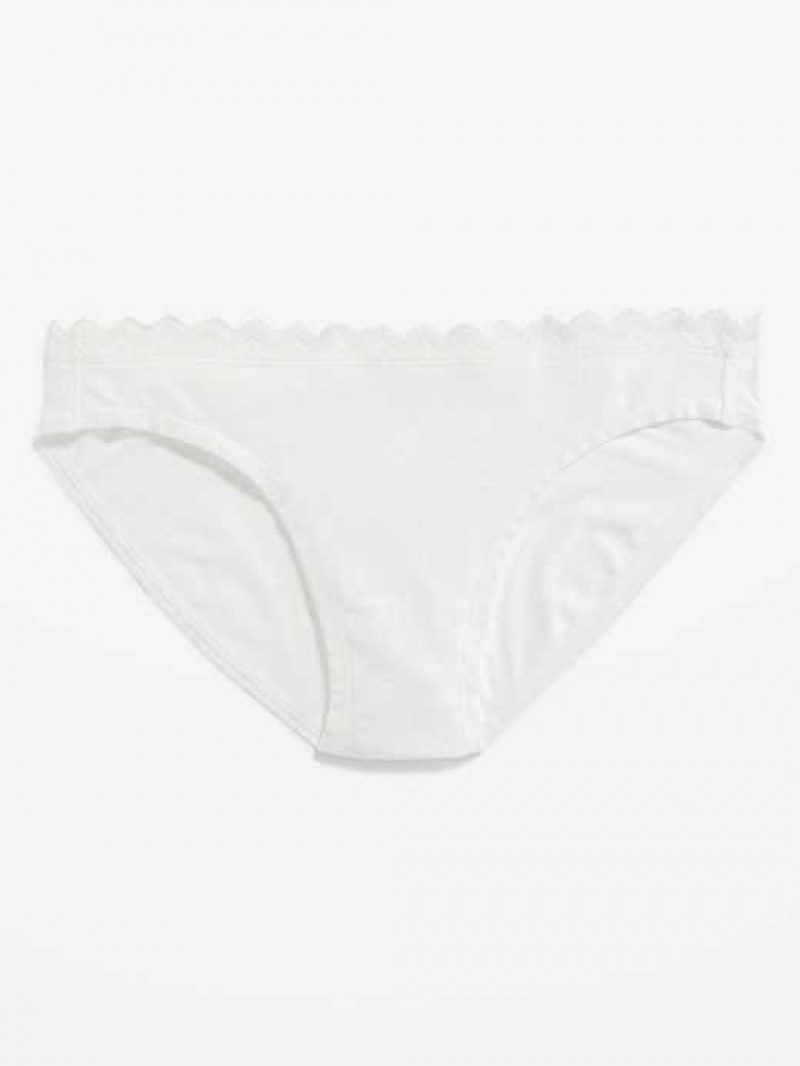 Old Navy Lace-Trimmed Bikini Underwear White | ACR657084