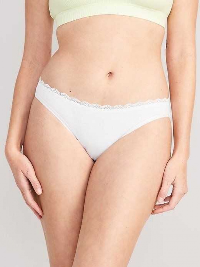 Old Navy Lace-Trimmed Bikini Underwear White | ACR657084