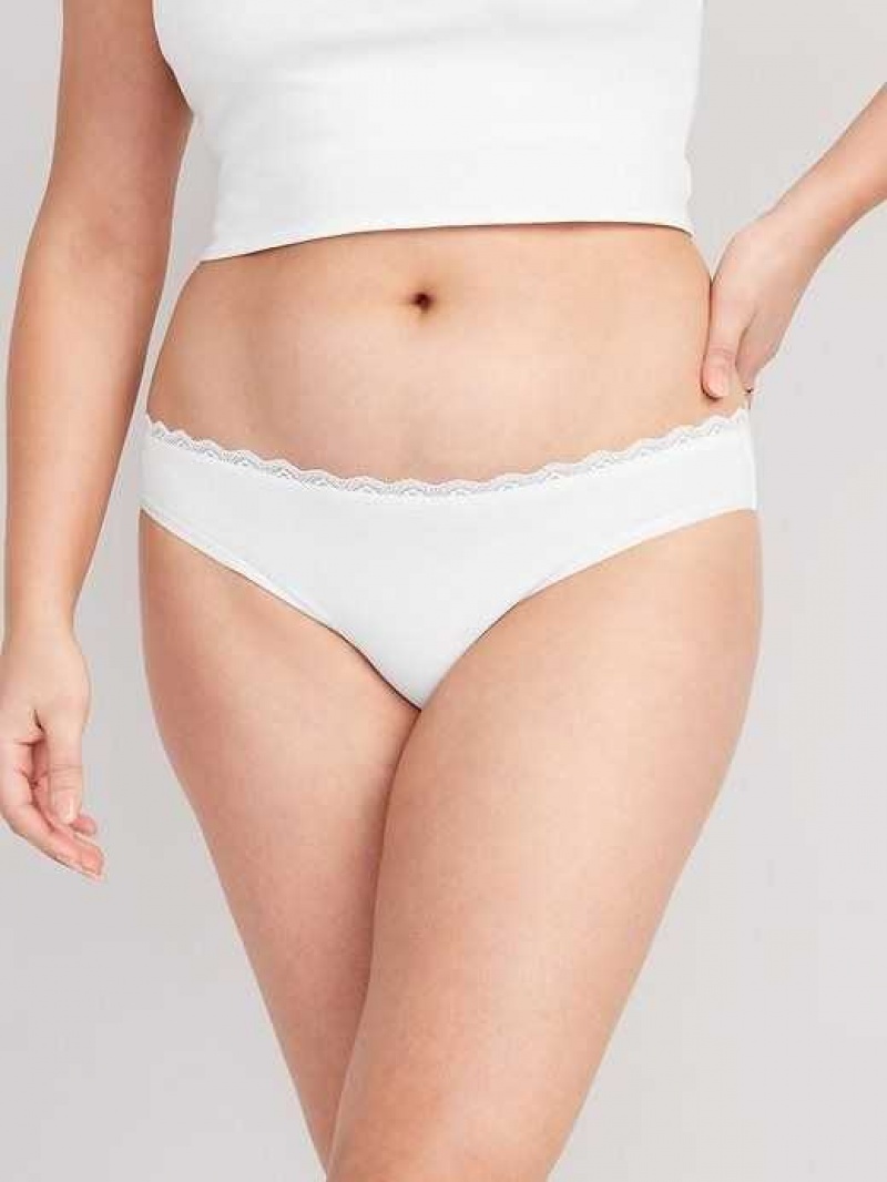 Old Navy Lace-Trimmed Bikini Underwear White | WCH498263