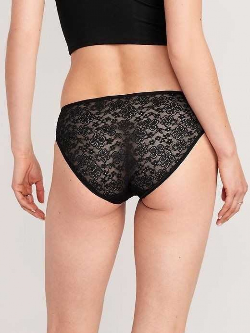 Old Navy Lace Bikini Underwear Black | BDE217496