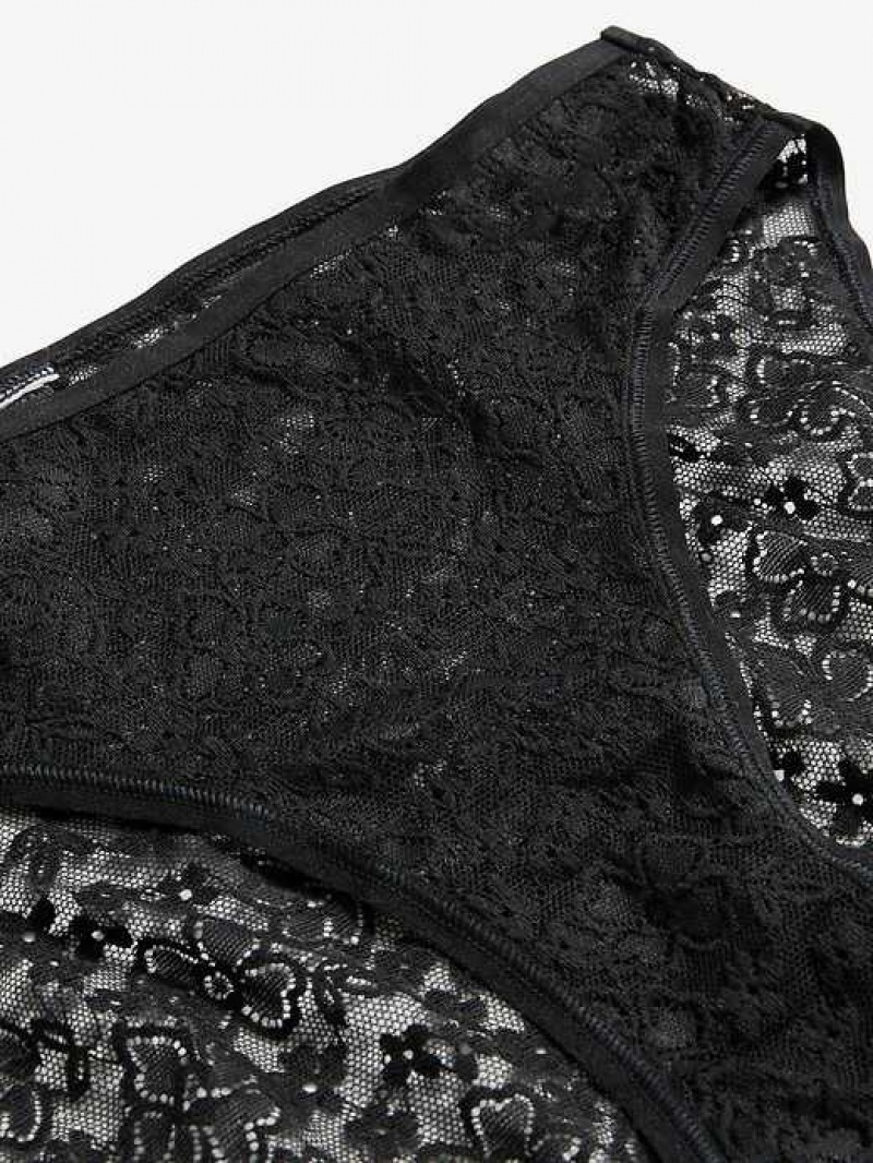 Old Navy Lace Bikini Underwear Black | BDE217496