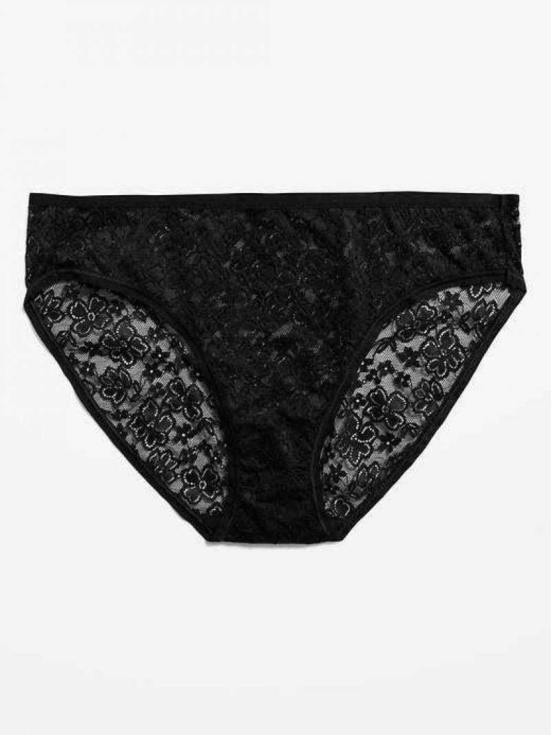 Old Navy Lace Bikini Underwear Black | BDE217496